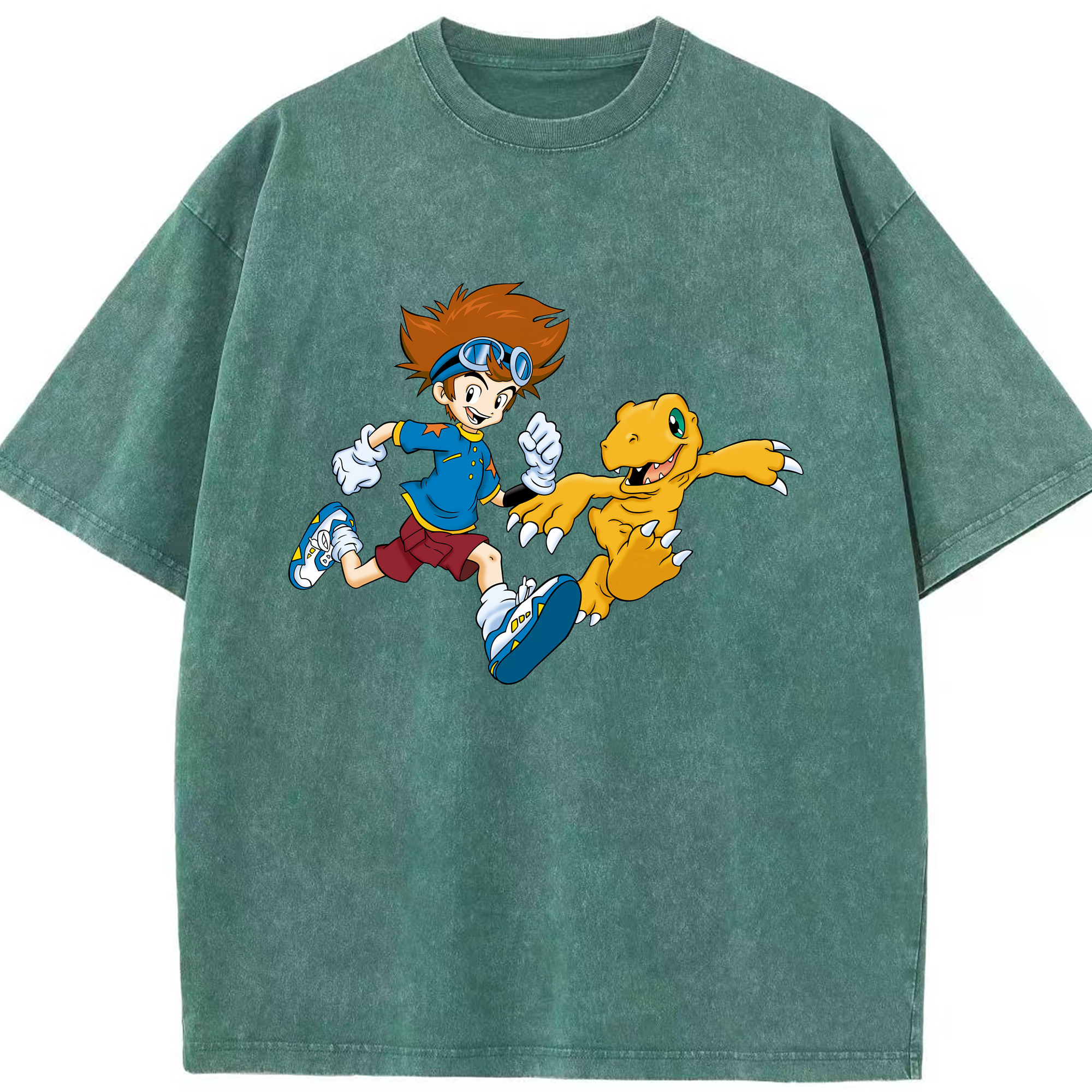 （画像用） Digimon デジタルモンスター/デジモン 綿100% ヴィンテージ風 半袖Tシャツ（フロントプリント）